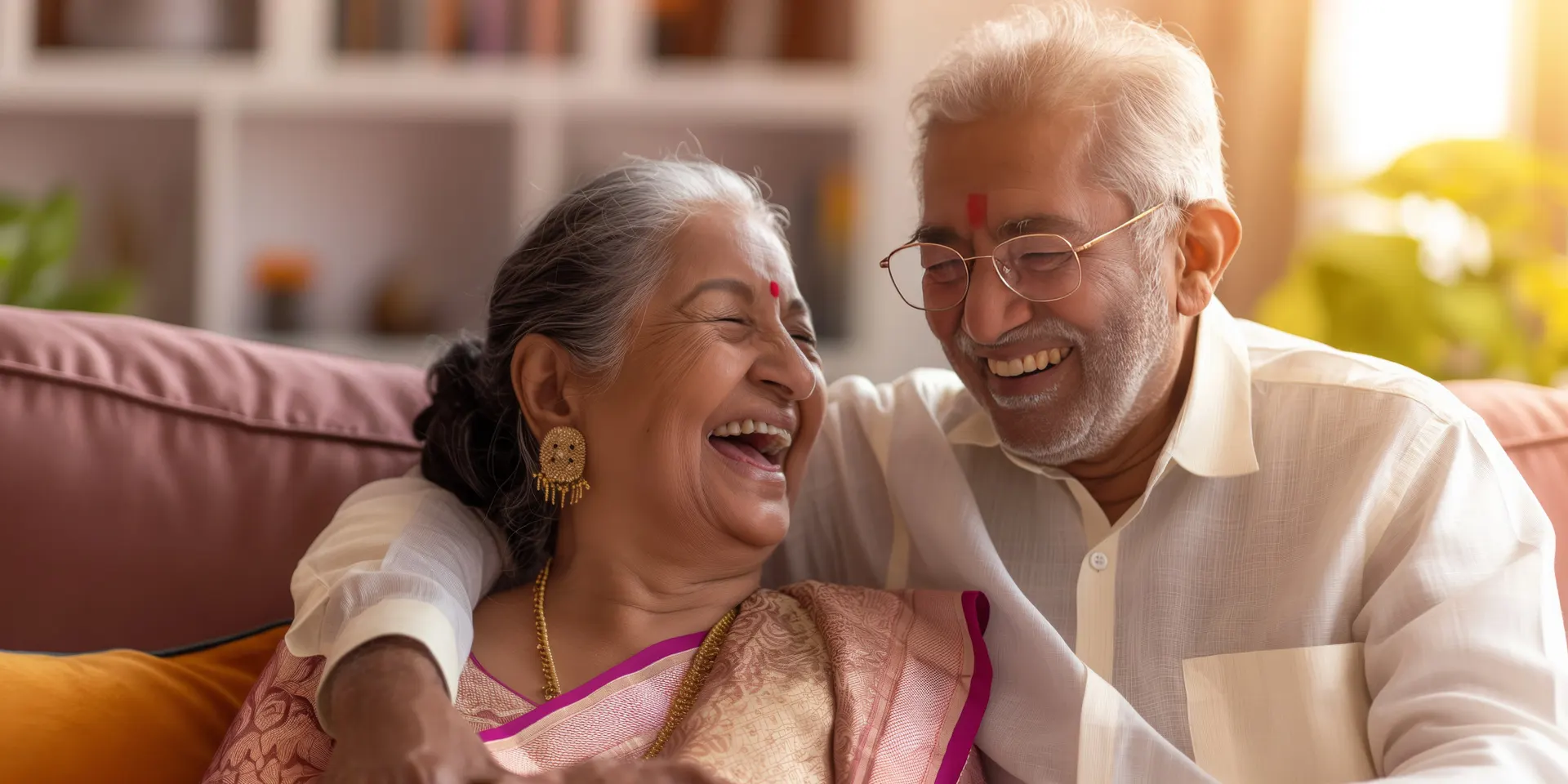 Senior Indian couple at home — preventive health checkups for senior citizens with PingMeDoc