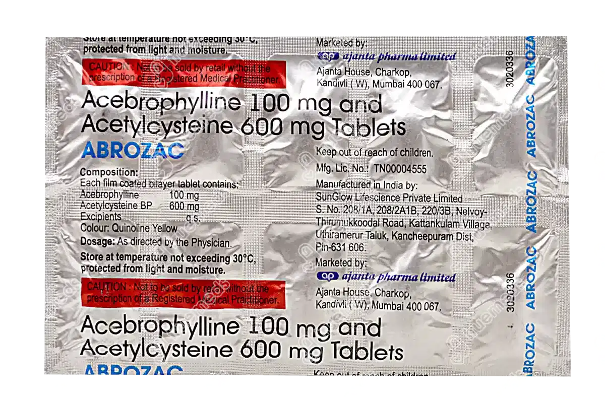 ABROZAC 100/600MG TAB