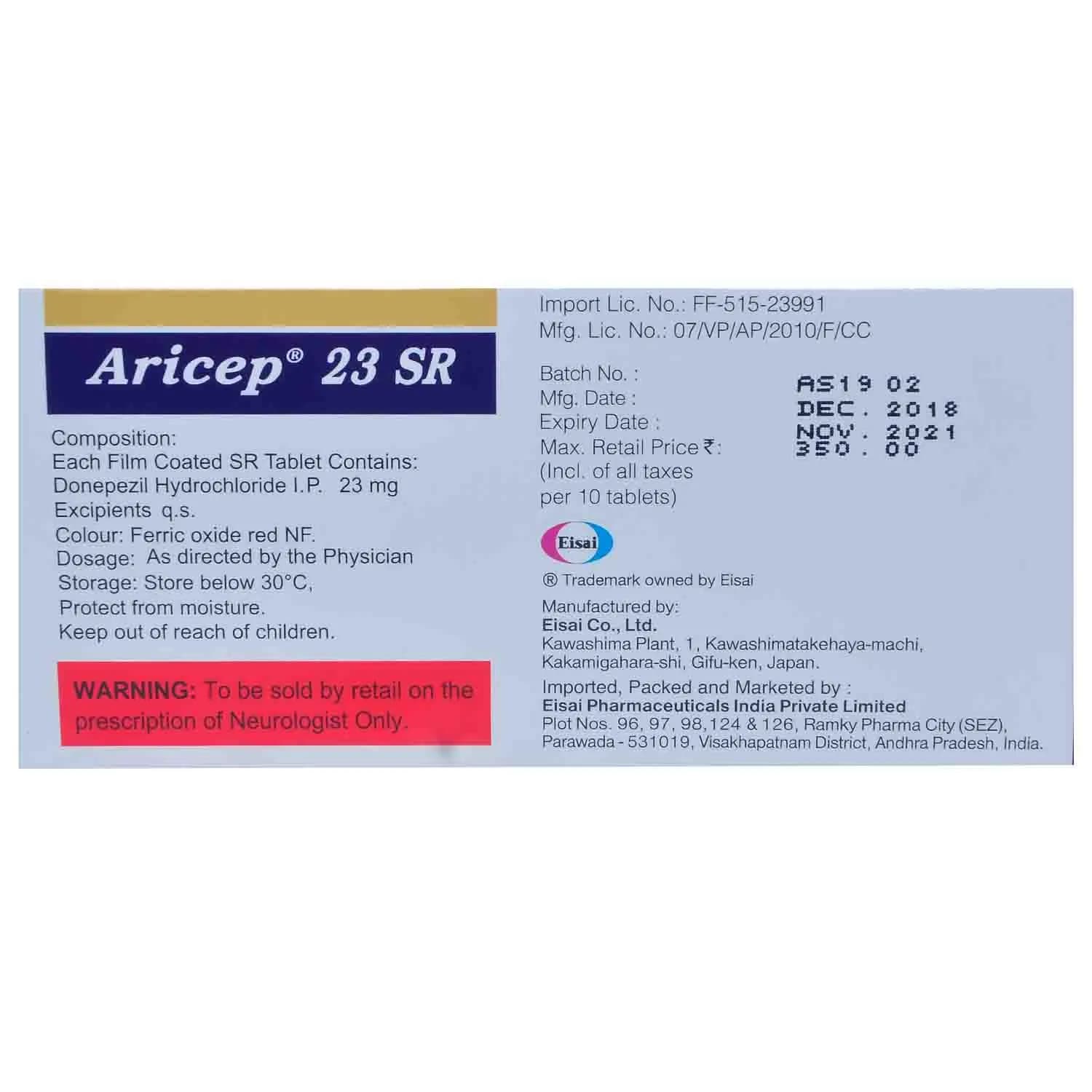 ARICEP 23MG SR