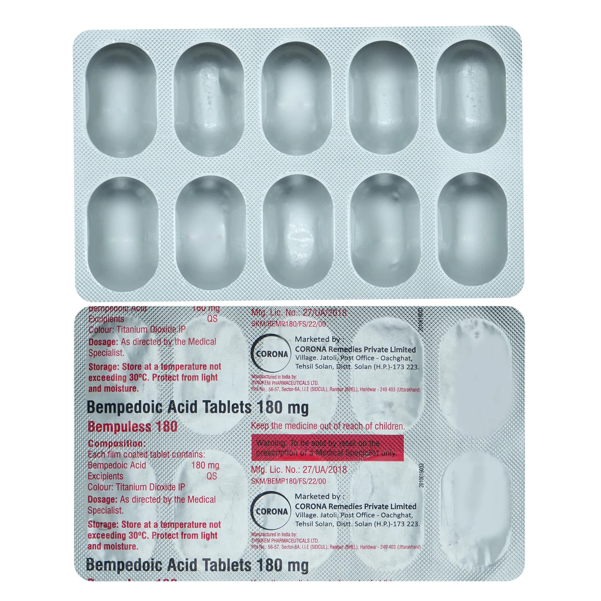 BEMPULESS 180 TAB 10`S