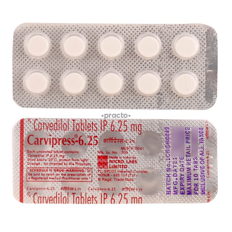CARVIPRESS 6.25TAB 10`S