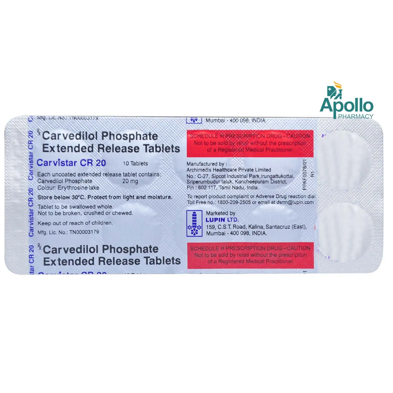 CARVISTAR CR 20MG TAB