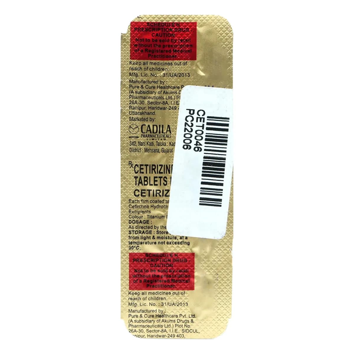 CETIRIZ TAB 10`S