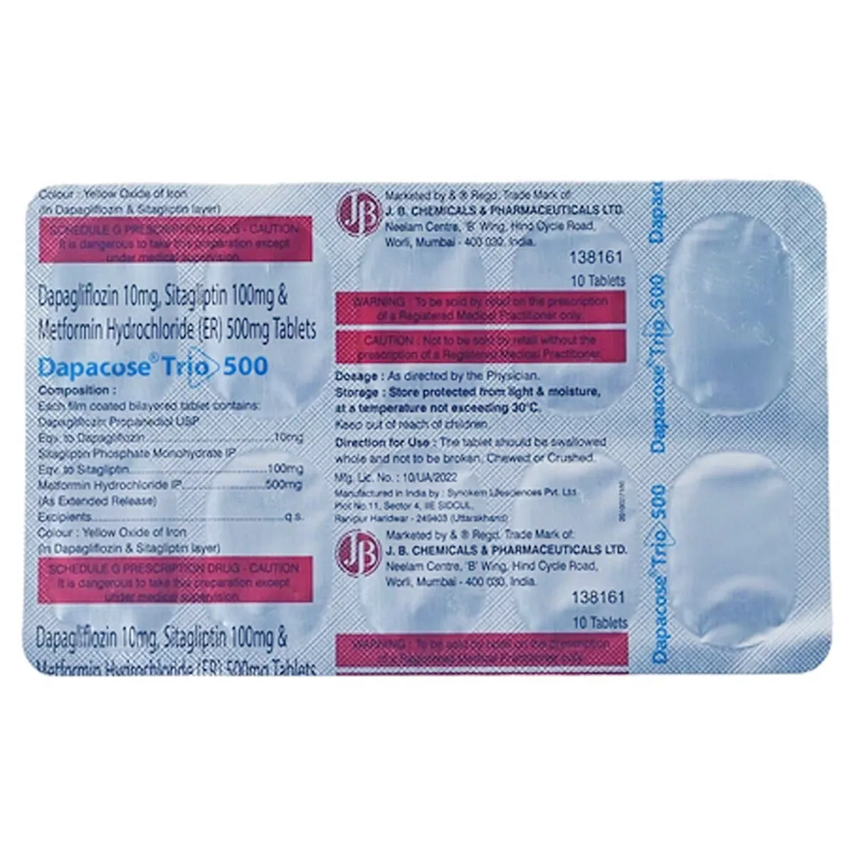 DAPACOSE TRIO 500MG TAB