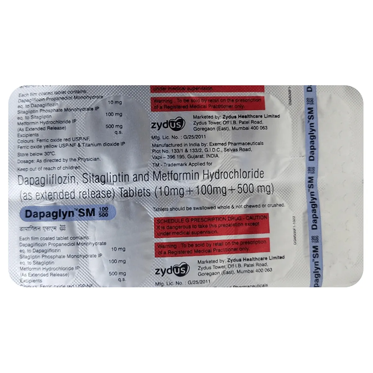 DAPAGLYN SM 100/500 TAB