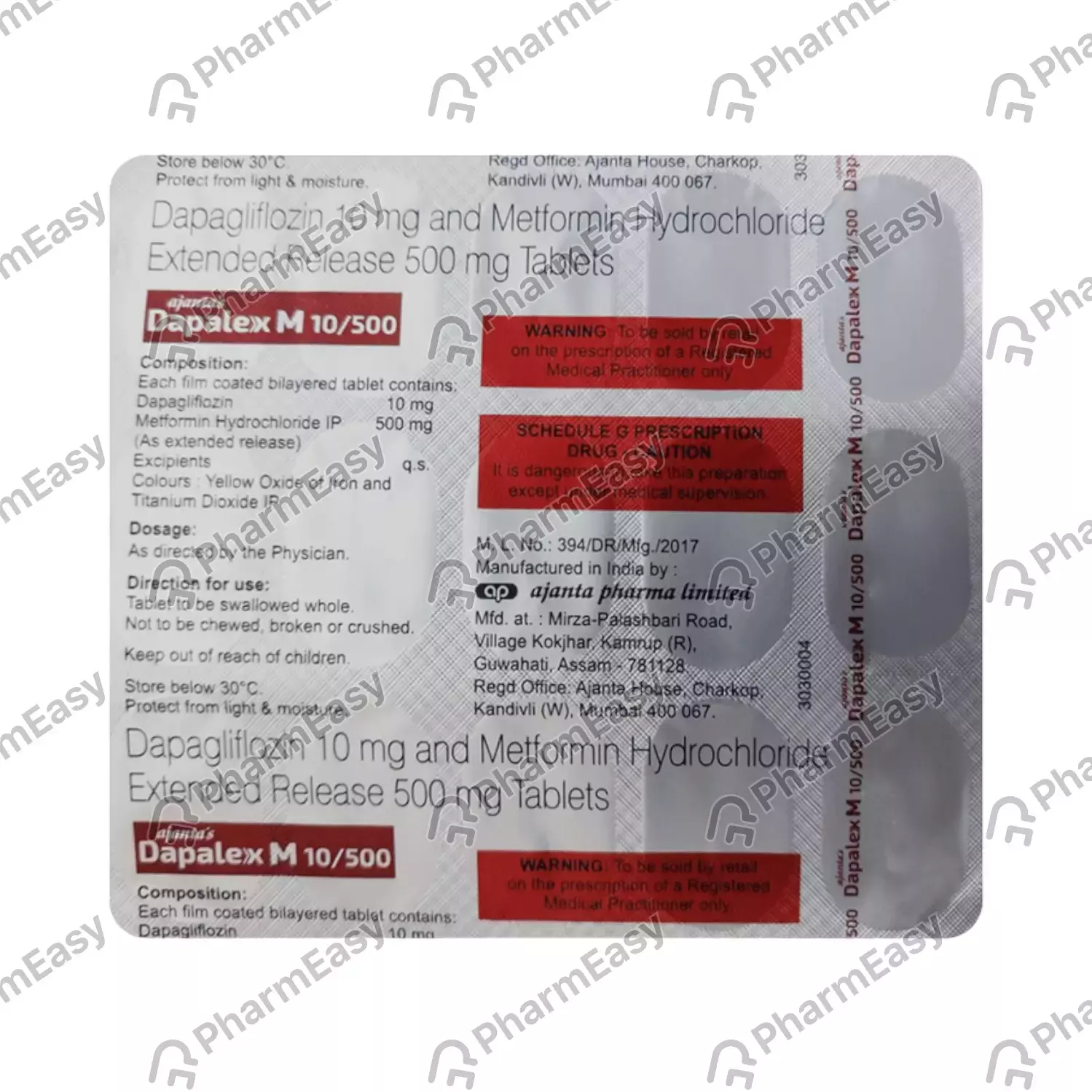 DAPALEX GM2 TAB 10/2/500