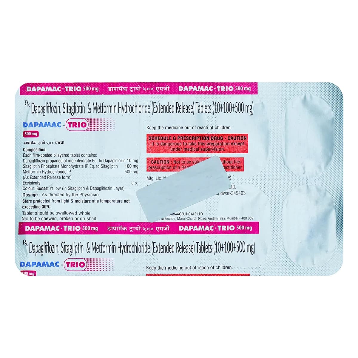 DAPAMAC TRIO 500MG TAB 10`S