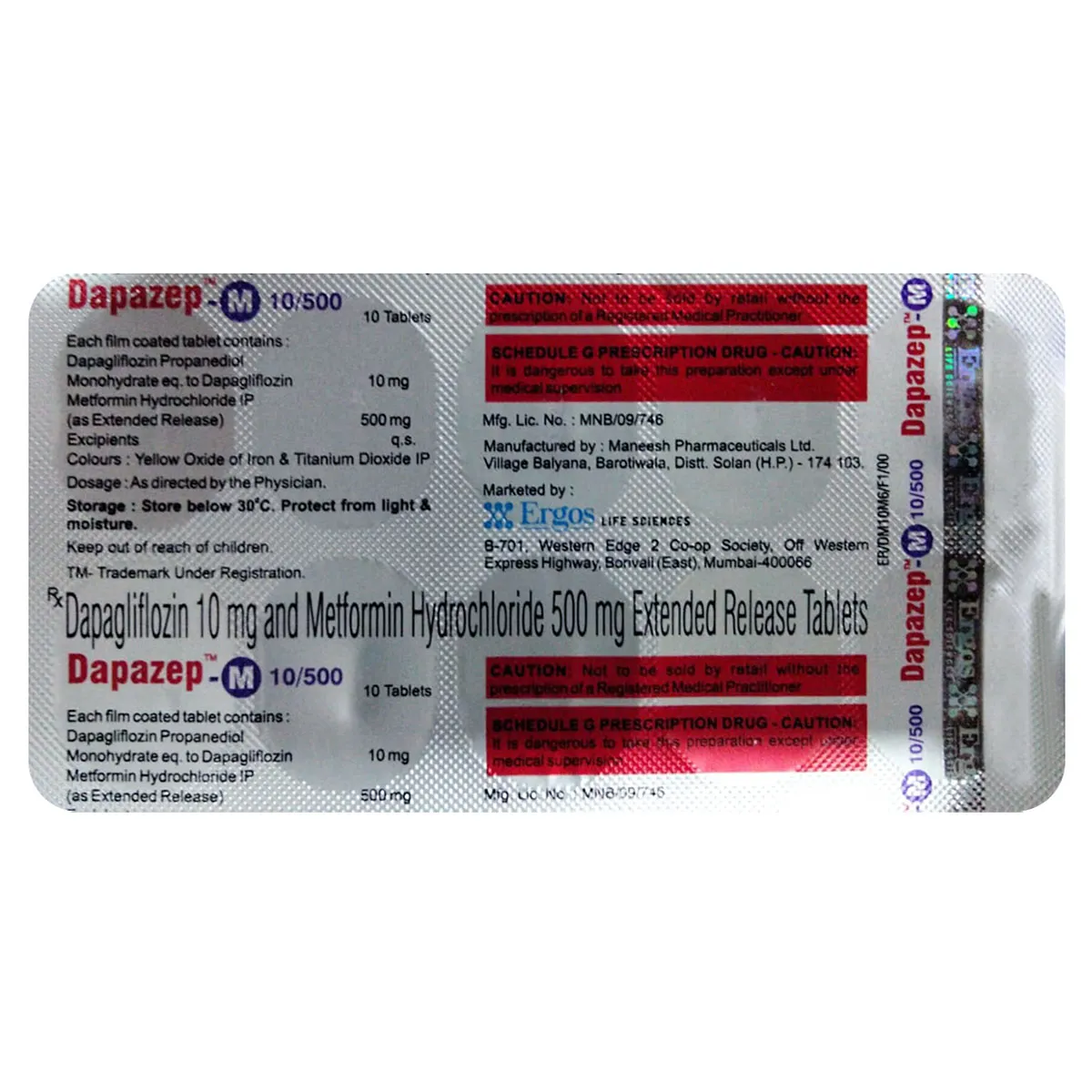 DAPAZEP M 10/500 TAB