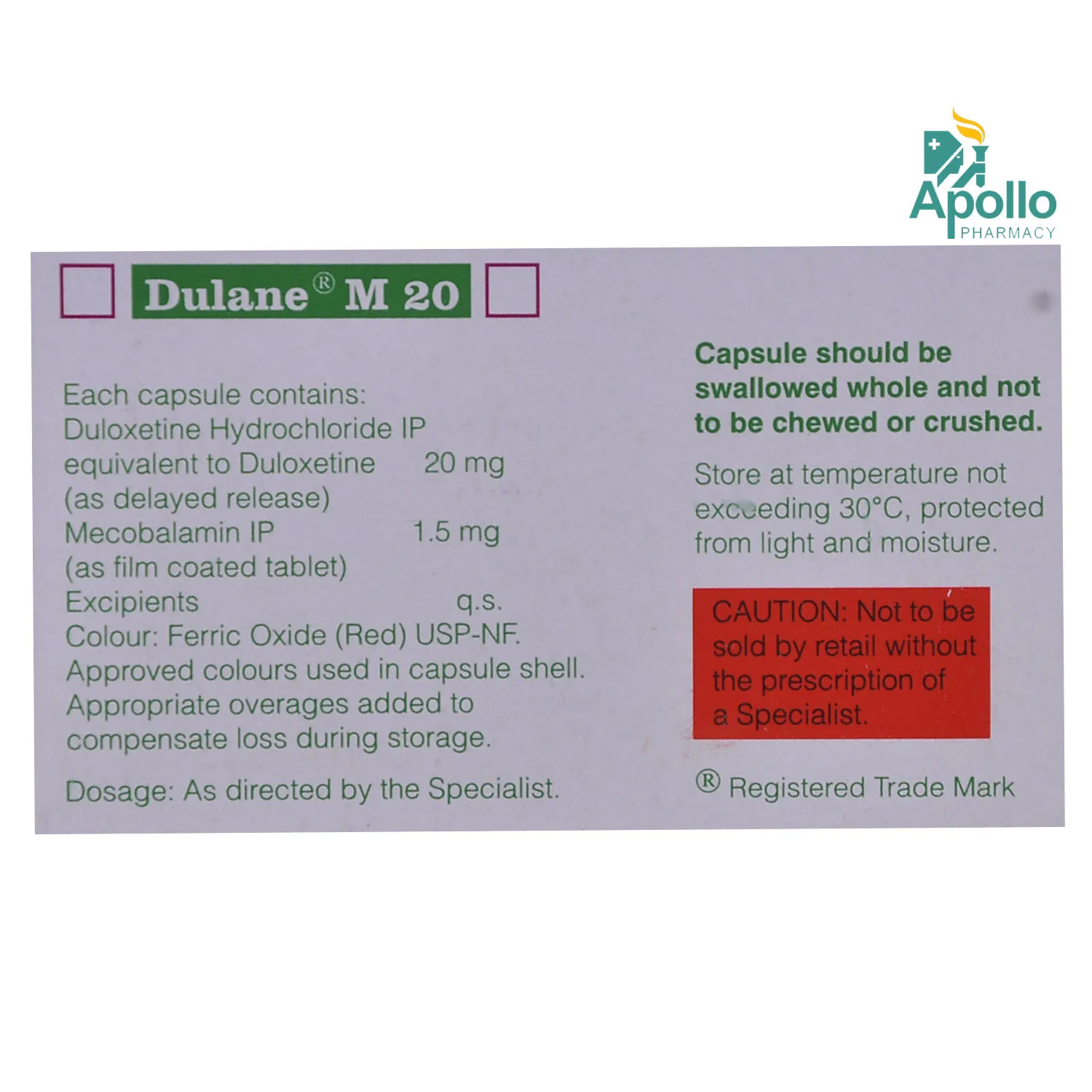 DULANE M 20MG 10`S