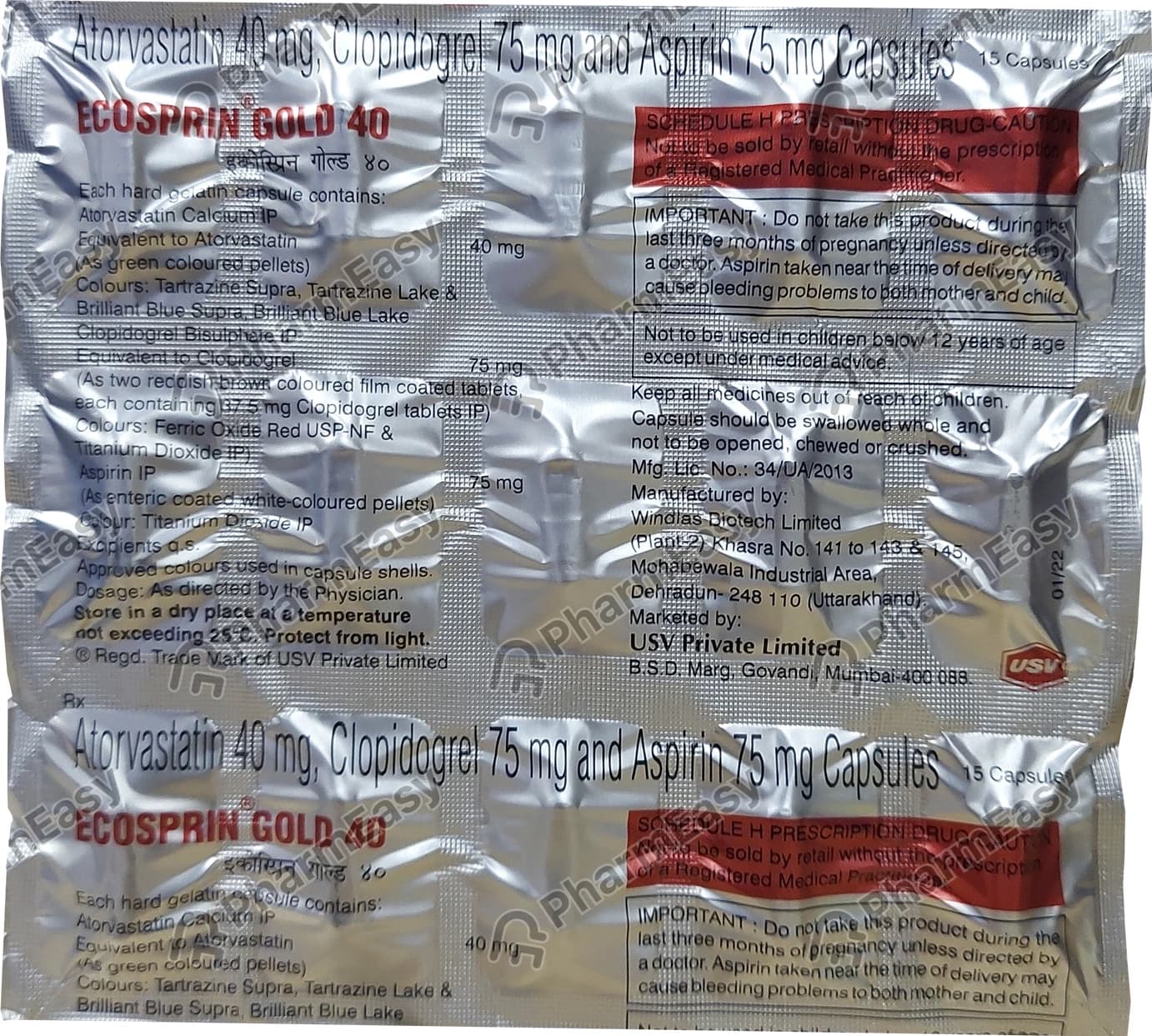 ECOSPRIN GOLD 40MG CAP