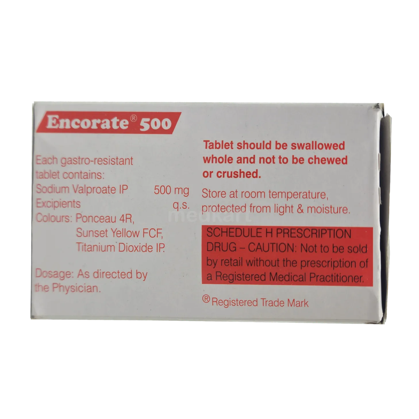 ENCORATE 500MG TAB 10`S