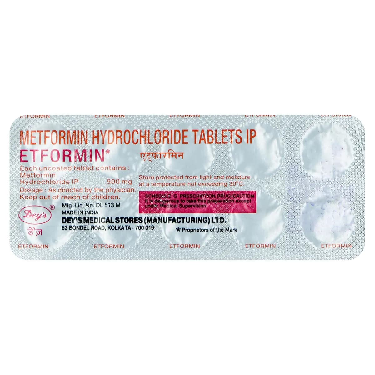 ETFORMIN 500MG 10`S