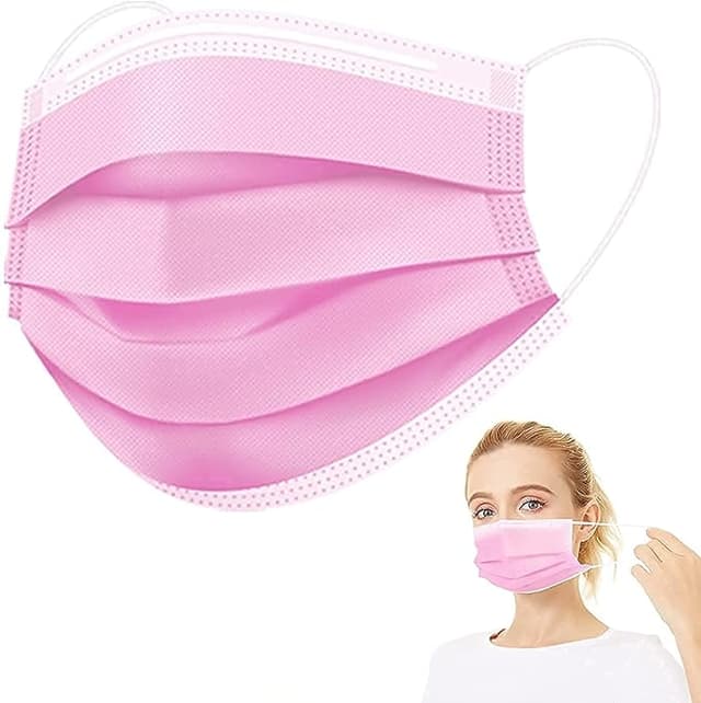 Face Mask 3 Ply Disposable Pink