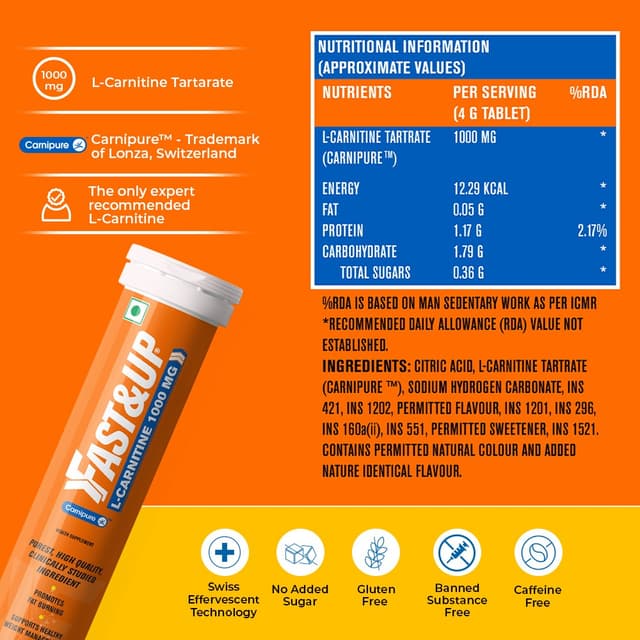 Fast&Up L-Carnitine 1000mg Tablet Orange