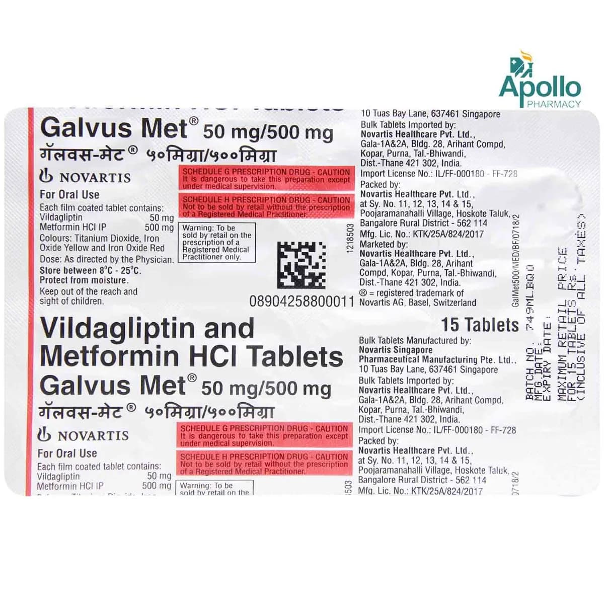 GALVUSMET 50/500MG TAB