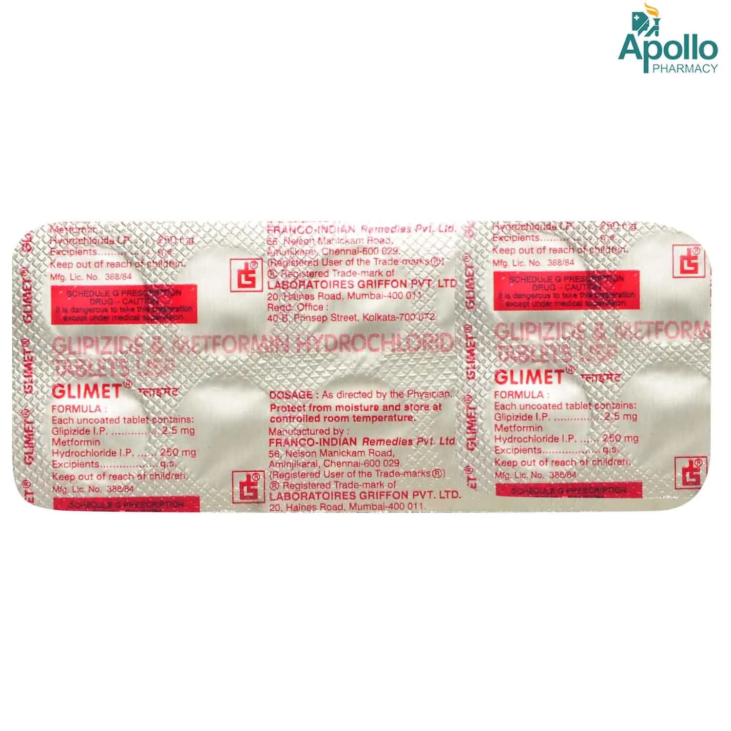 GLIMET TAB 10`S