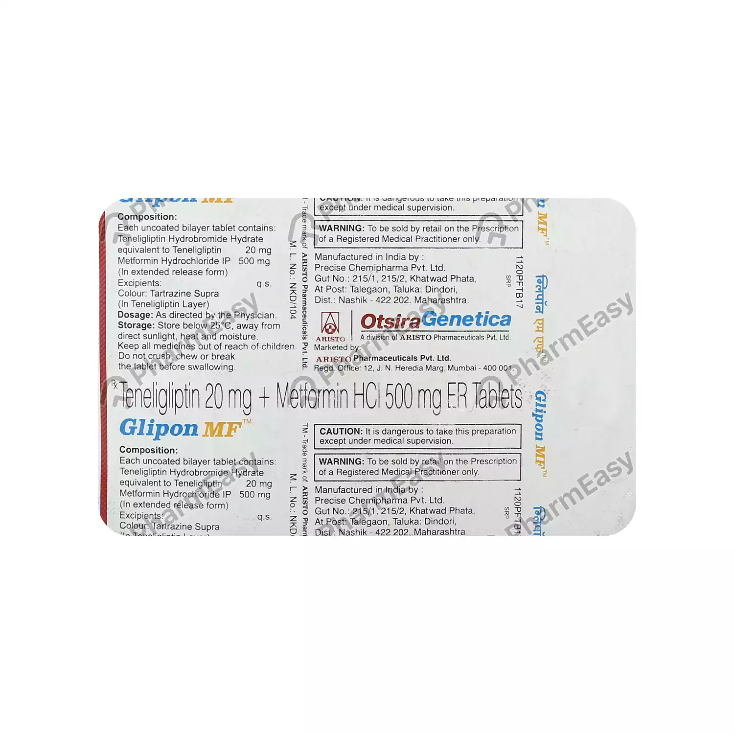 GLIPON MF 20MG+500MG