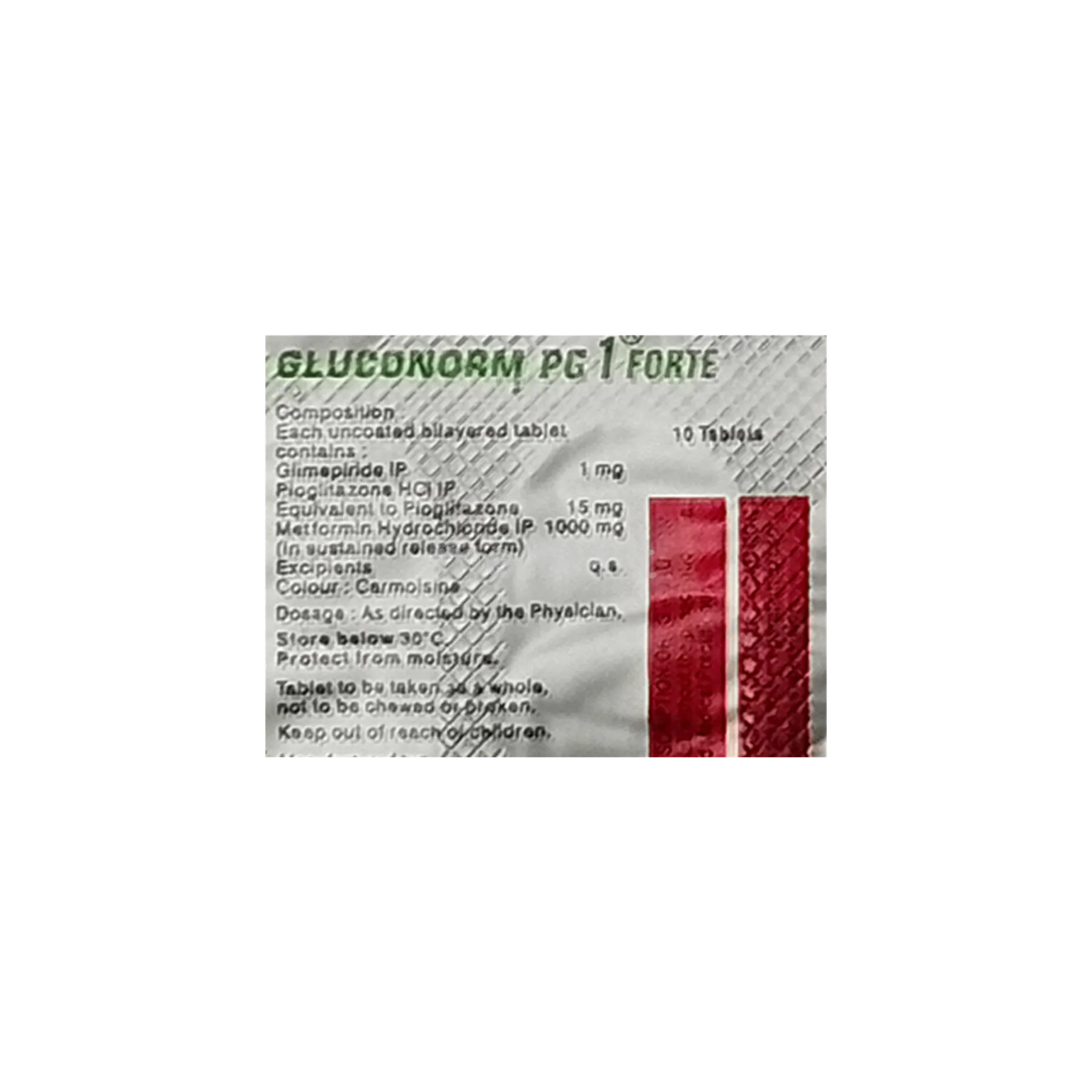 GLUCONORM PG1 FORTE TAB