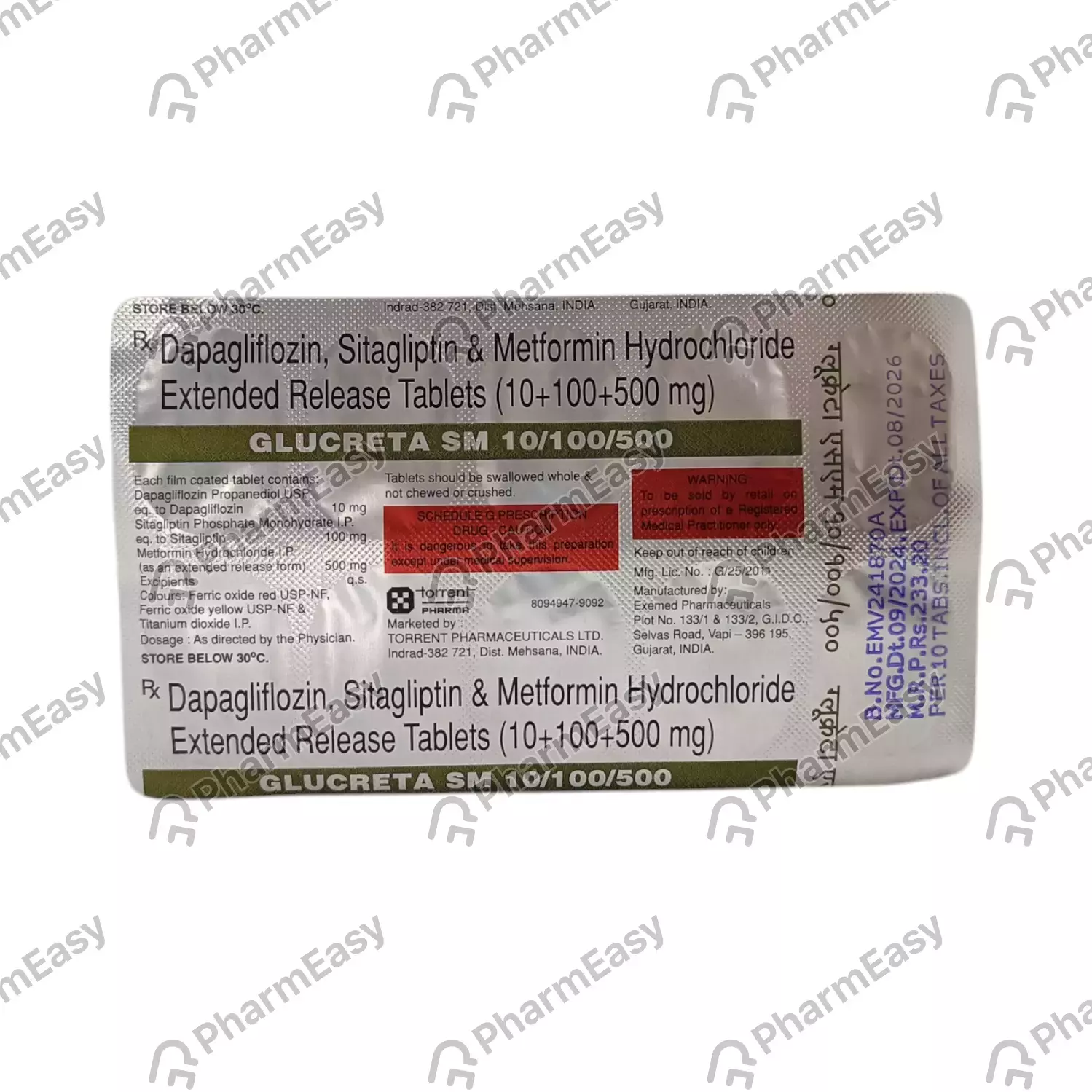 GLUCRETA SM 10/100/500 TAB 10`S
