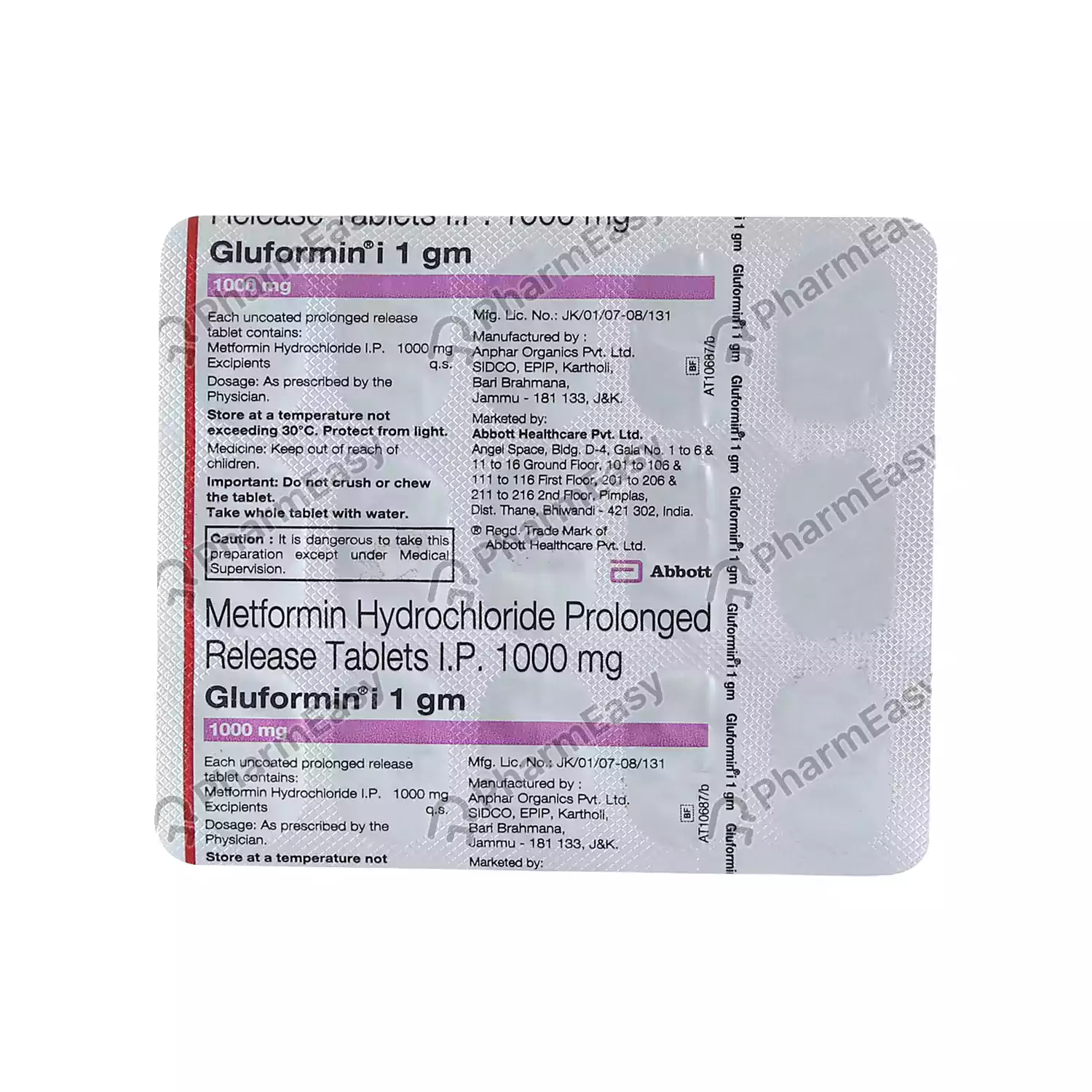 GLUFORMIN I 1MG TAB