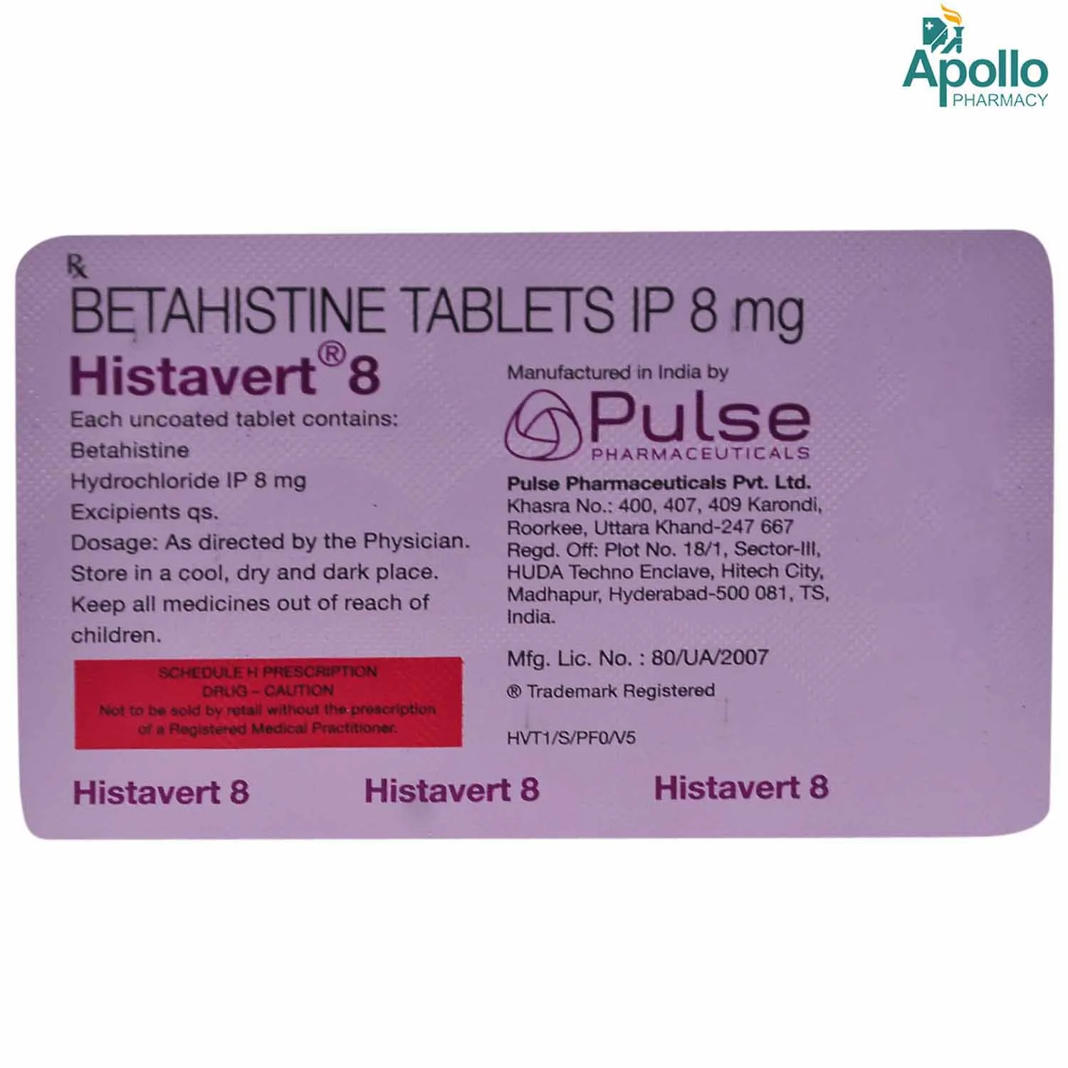 HISTAVERT 8MG TAB