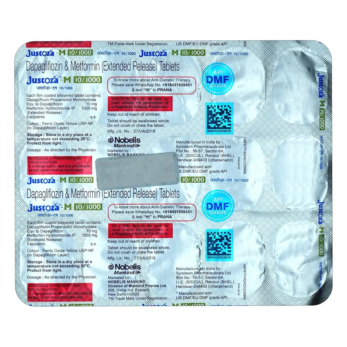 JUSTOZA M 10/1000 TAB 15`S