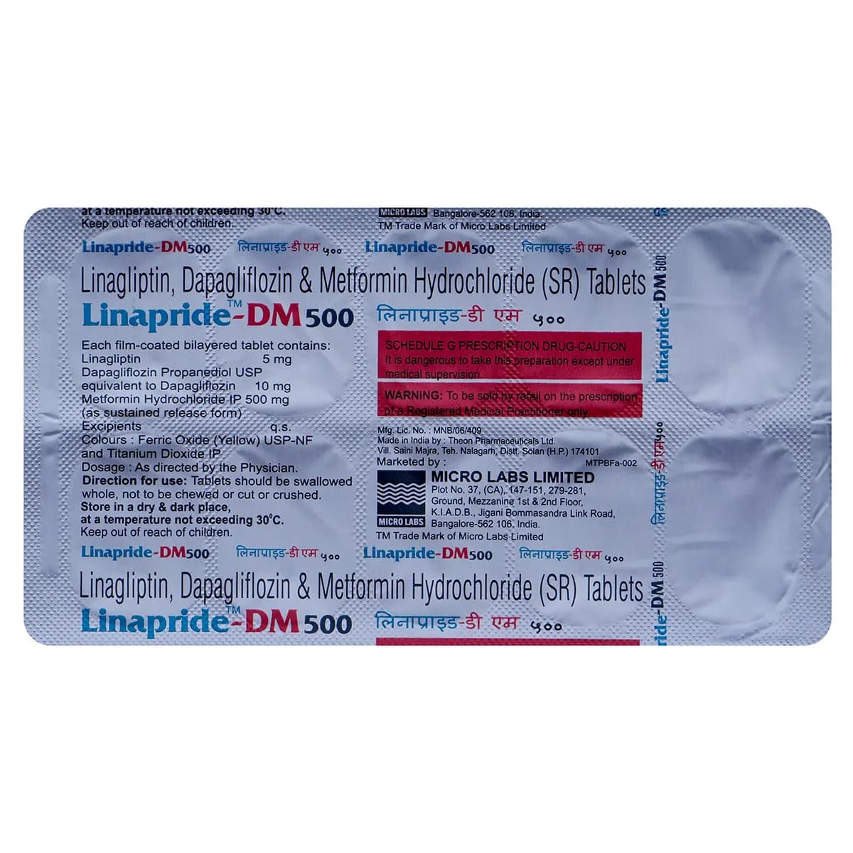 LINAPRIDE DM 500MG TAB