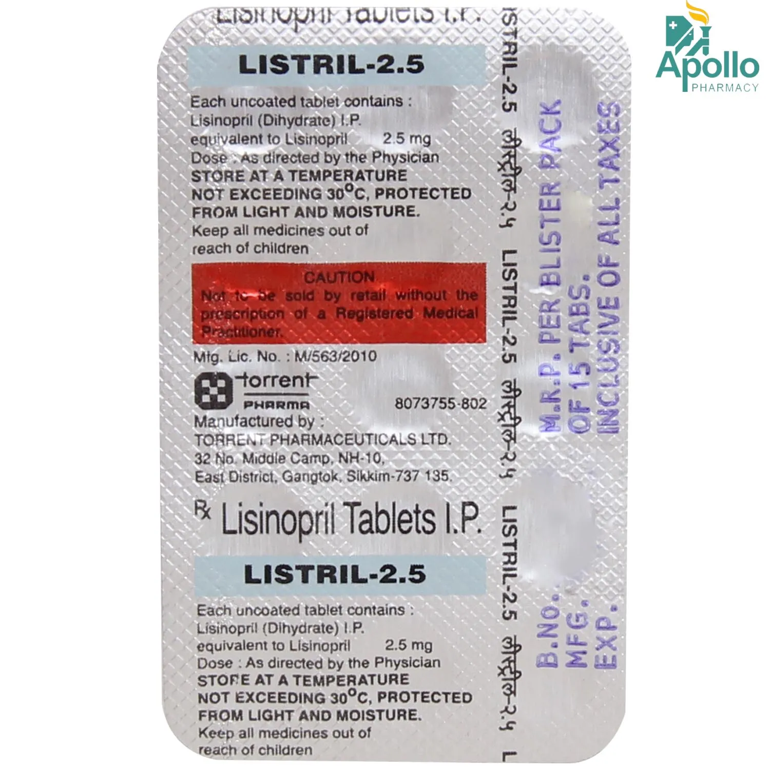 LISTRIL 2.5MG TAB 15`S