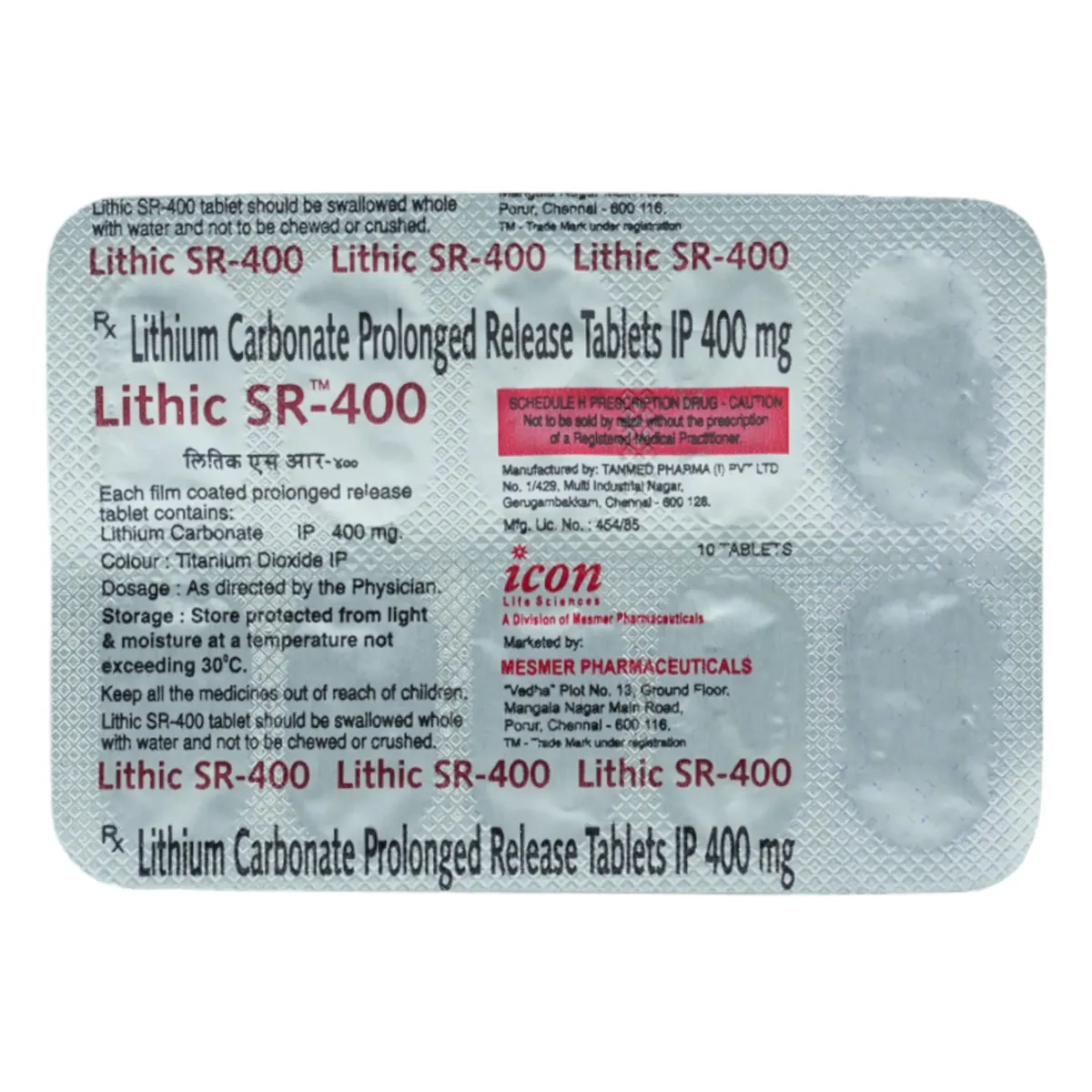 LITHIC SR 400MG TAB 10`S