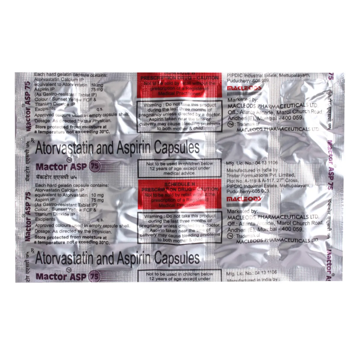 MACTOR ASP 75MG TAB