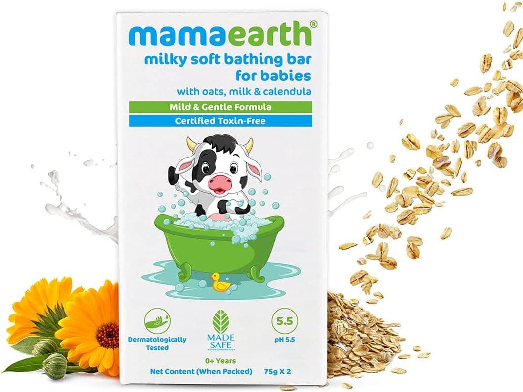 Mamaearth Baby Milky Soft Bathing Bar For Babies With Oats, Milk & Calendula (Each 75gm)