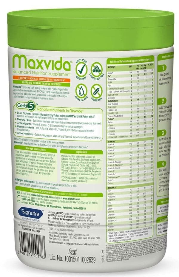 MAXVIDA CHOC 400GM