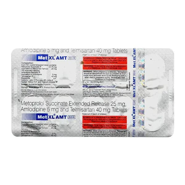 MET XL AMT 25/5/40MG TAB
