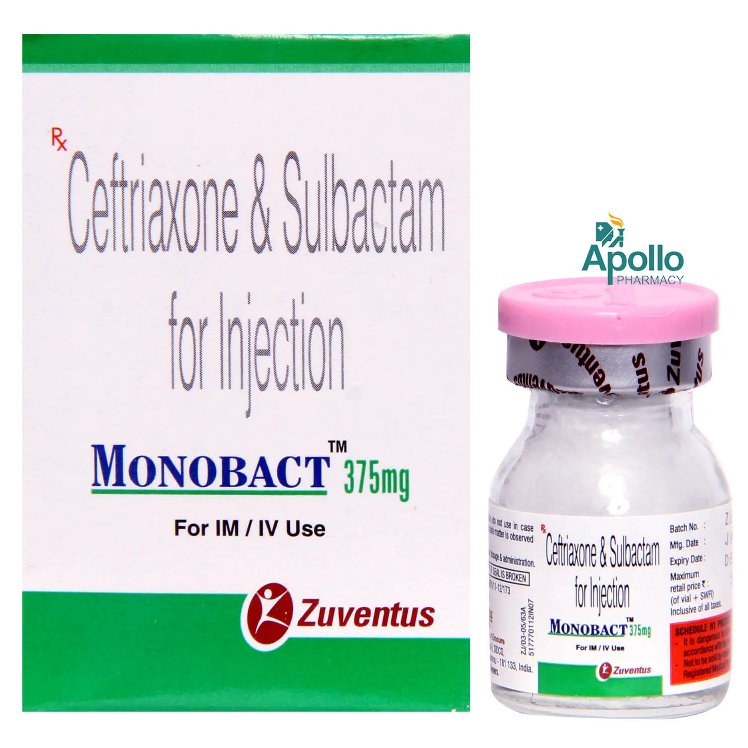 MONOBACT 375MG INJ VIAL