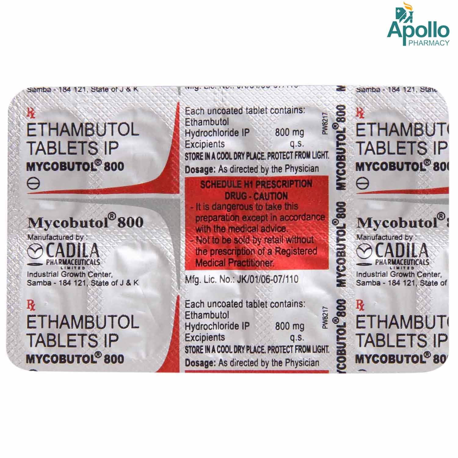MYCOBUTOL 800MG TA 10`S