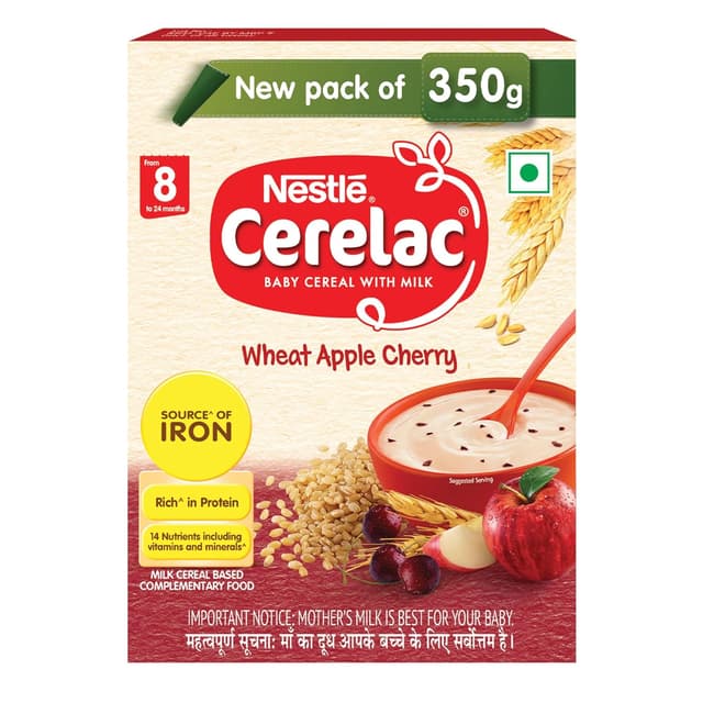 Nestle Cerelac Wheat Apple Cherry Baby Cereal 8 To 24 Months
