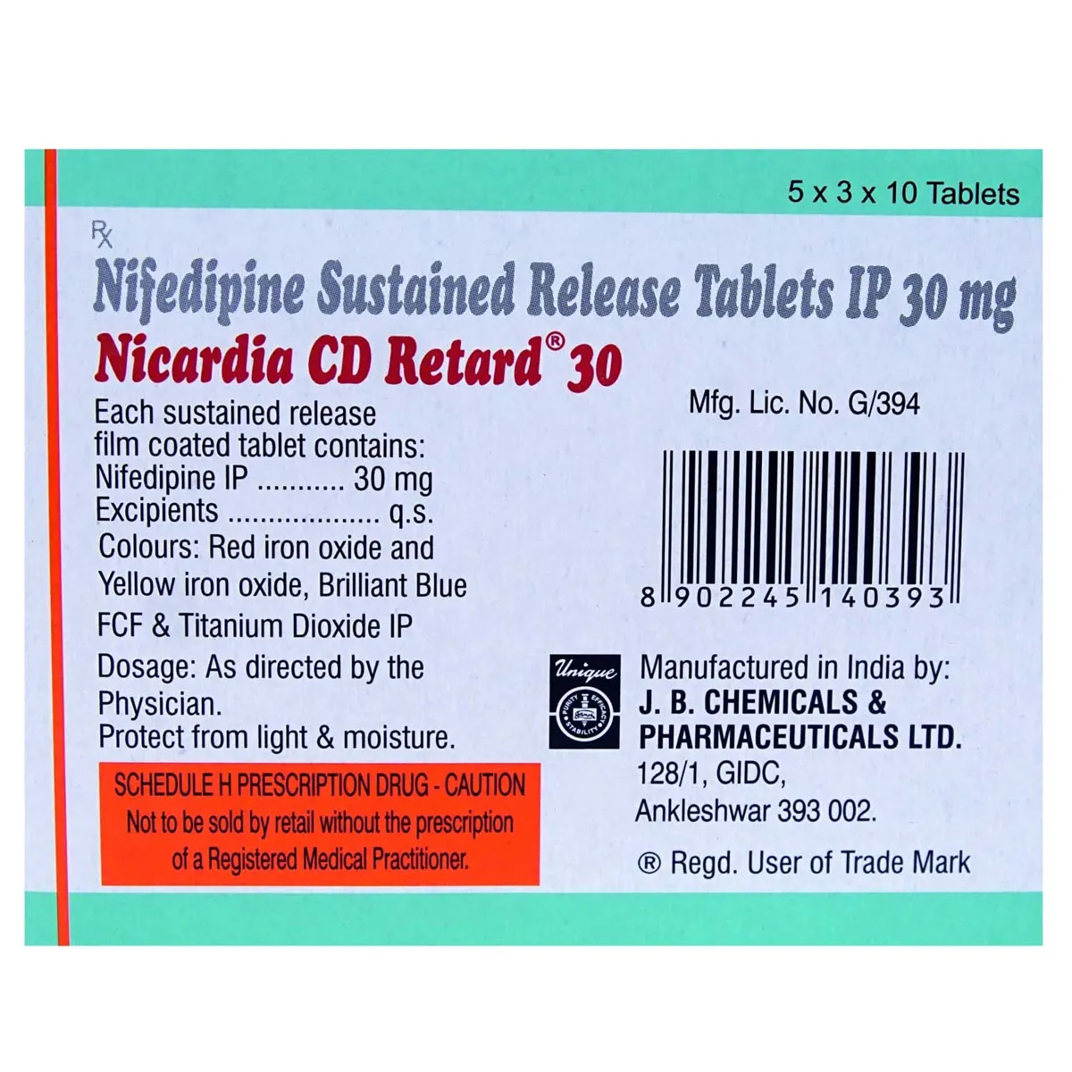 NICARDIA CD RETARD 30MG