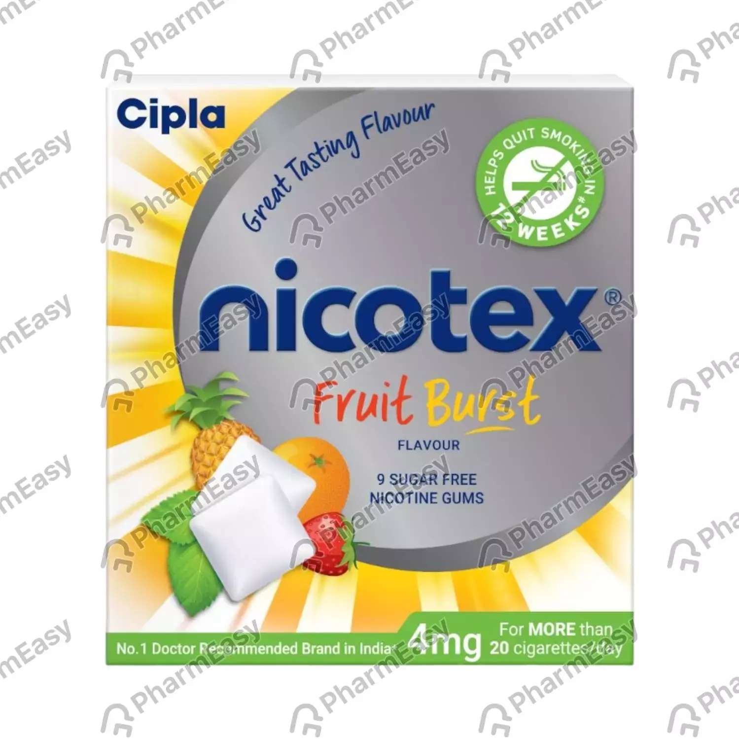 Nicotex 4 Fruit Burst Sugar Free Nicotine Gum