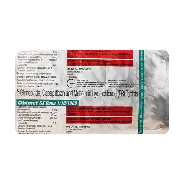 OBIMET GX DAPA 1/10/1000 TAB