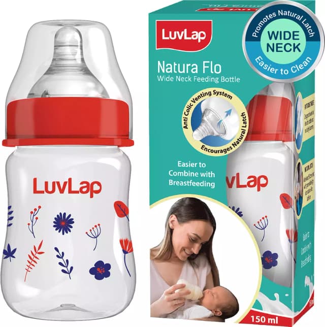 Luvlap Anti Colic Wide Neck Bpa Free Baby Feeding Bottle 150 Ml (Pack Of 2)