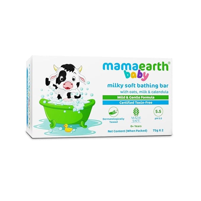 Mamaearth Baby Milky Soft Bathing Bar For Babies With Oats, Milk & Calendula (Each 75gm)
