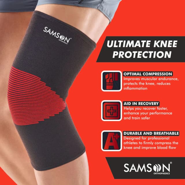 Samson Knee Cap Furo Black/Red Medium (NE-0622)