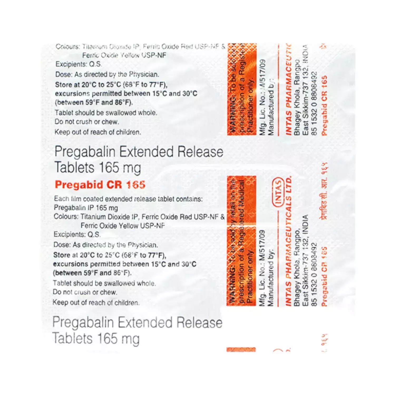 PREGABID CR 165 TAB