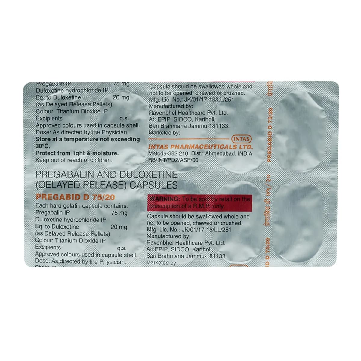PREGABID D 75/20 CAP