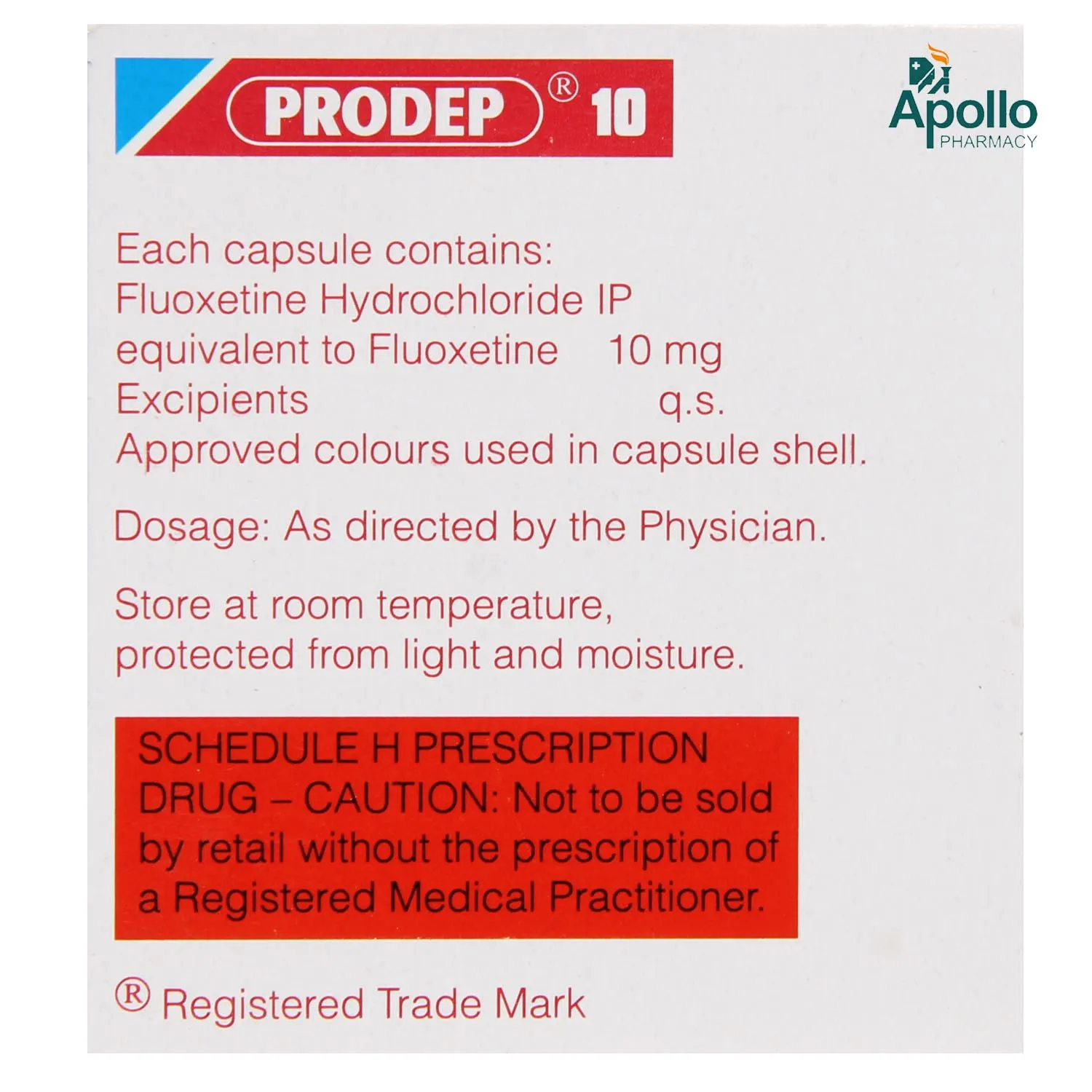 PRODEP 10MG CAP 10`S