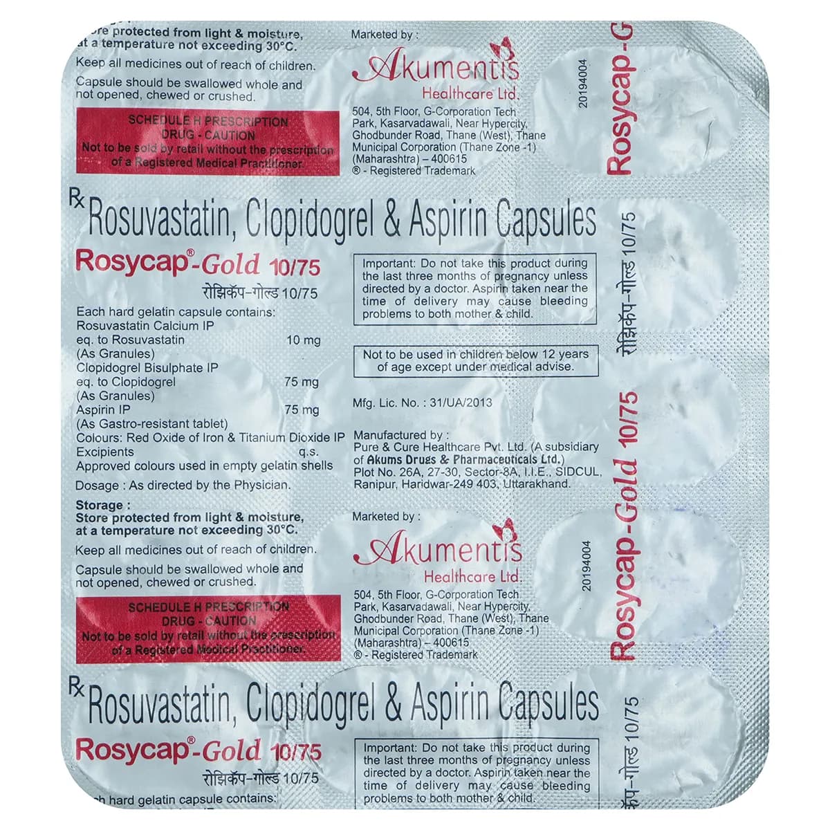 ROSYCAP GOLD 10/75 CAP 15`S