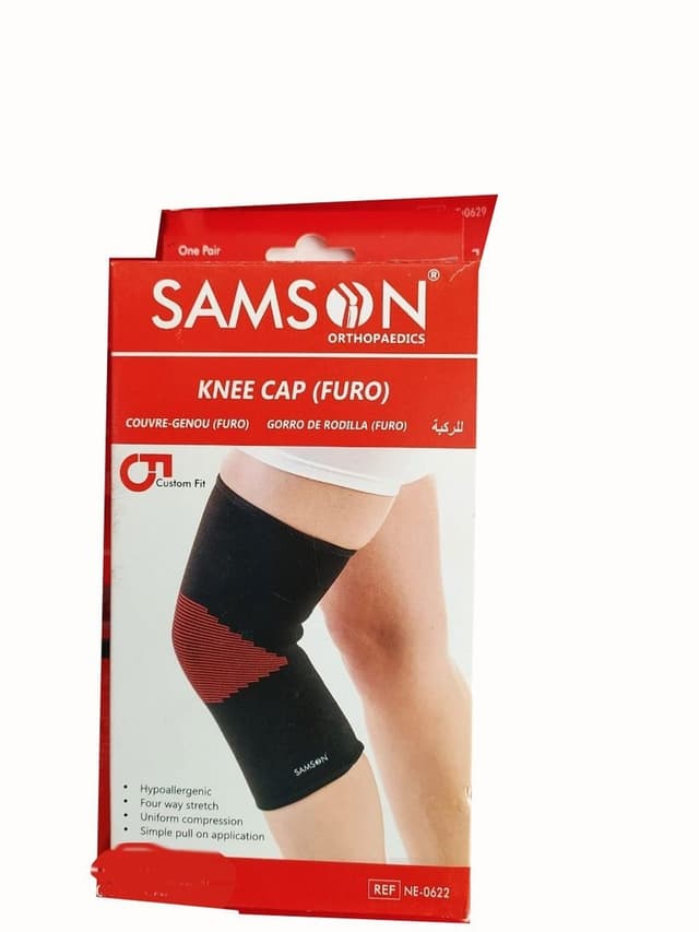 Samson Knee Cap Furo Black/Red Large (NE-0622)