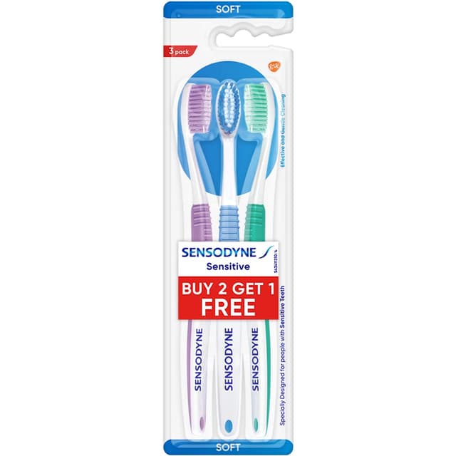 Sensodyne Sensitive Effective & Gentle Cleaning Toothbrush (Buy 2 Get 1 Free)