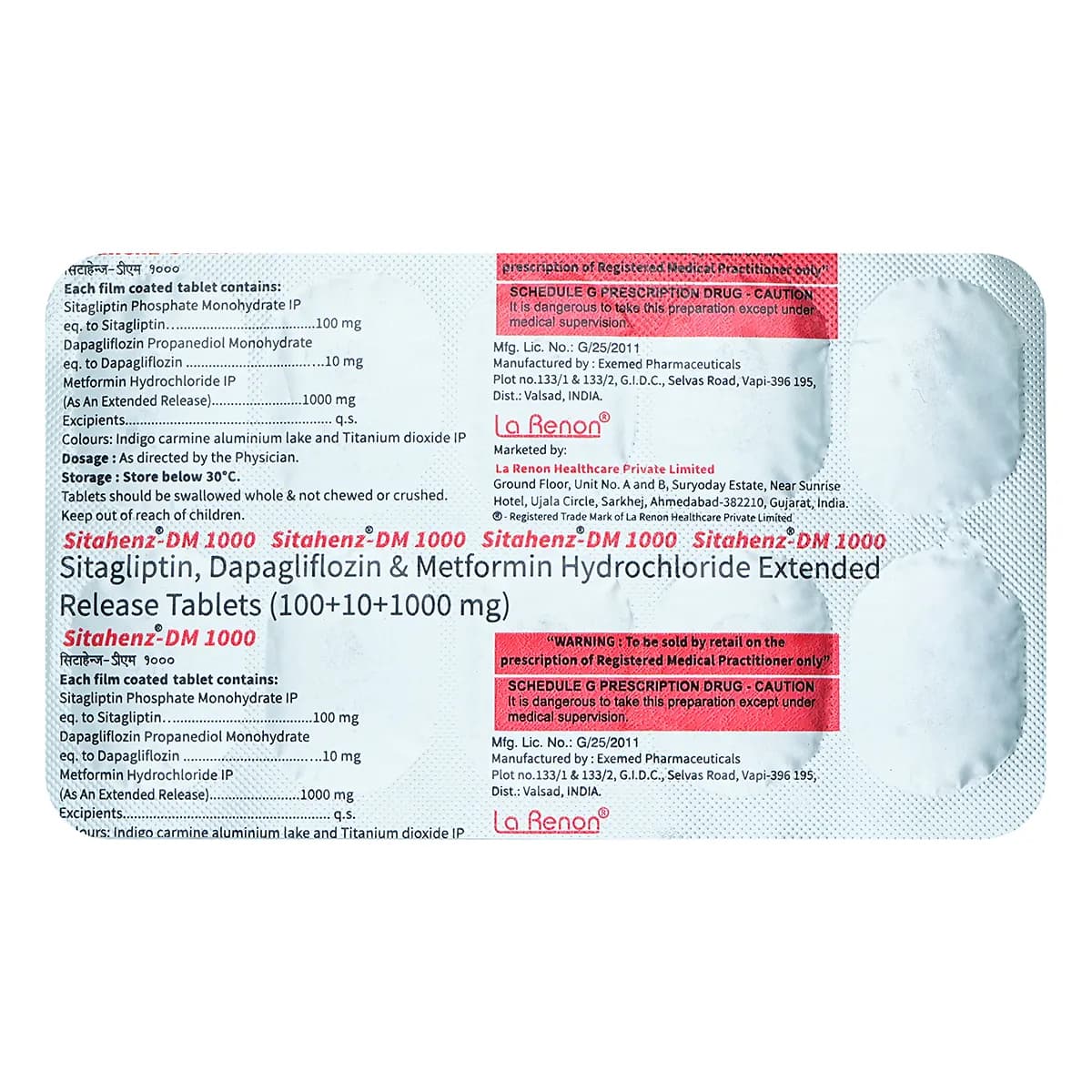 SITAHENZ DM 1000 TAB 10`S