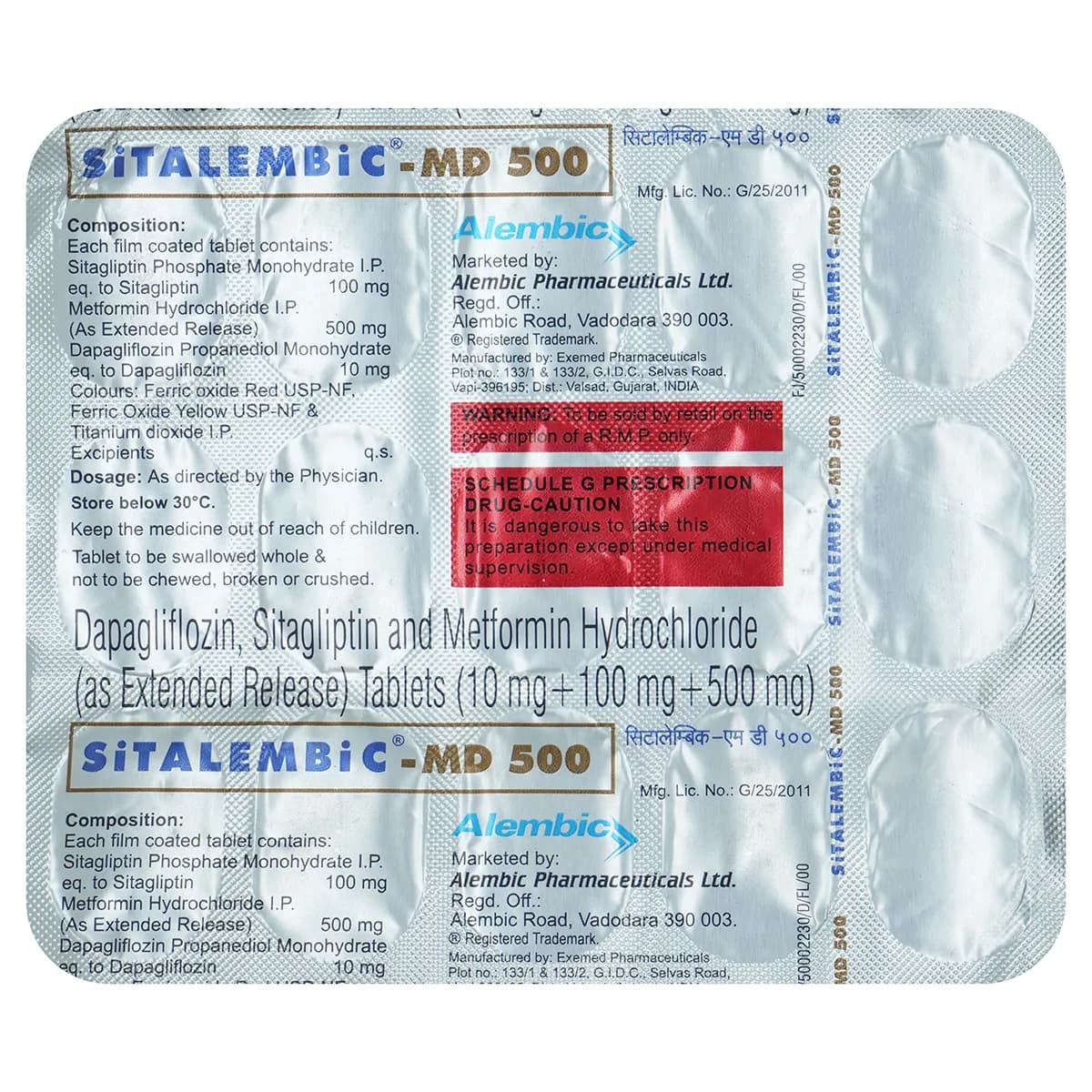 SITALEMBIC MD 500 TAB 15`S